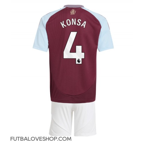 Dres Aston Villa Ezri Konsa #4 Domáci pre deti 2024-25 Krátky Rukáv (+ trenírky)